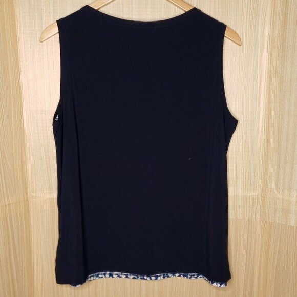 Roz & Ali Plus Navy Sleeveless Top With Lazer Cuts - Picture 2 of 7